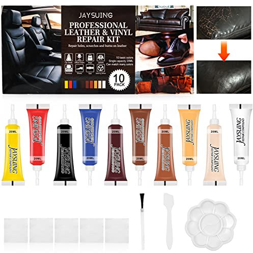 Libershine Lederreparatur Creme, 10 Farben Leder Reparatur Set, Kunstleder Reparaturset, Vinyl und Lederreparaturset, Leder Restaurator, Mischbare Lederreparatursets für Sofa, Jacke, Mäntel, Autositz