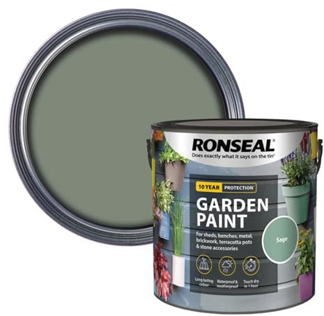 SAVING HUB 2.5L Garden Paint - Exterior Wood Tins - Garden Furniture Colors Paints Outdoors - Benches, Metal, Brickwork, Plants Pots Paint - Fade Resistant (Saga)
