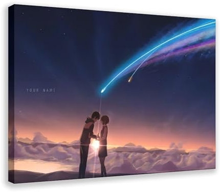TINGTOEO Kimi No Na Wa Leinwand-Poster, Wandkunst, Dekordruck, Bild Gemälde für Wohnzimmer, Schlafzimmer, Dekoration, Rahmen-Stil, 20 x 30 cm
