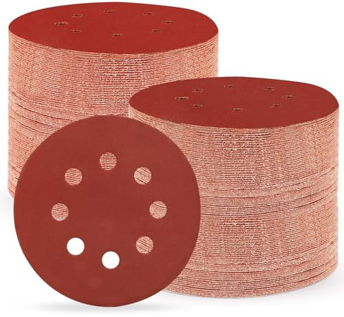 Huopueit 150 pièces disques abrasifs de 125 mm, 800 Grains Papier Poncer 8 Trous pour Ponceuse Orbitale Aléatoire (150 pièces, 800 grains)
