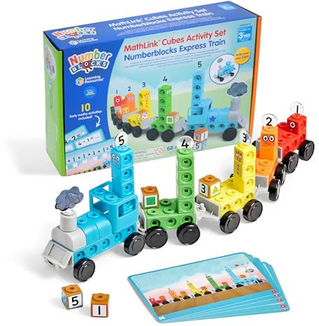 Learning Resources MathLink Würfelset Numberblocks Expresszug, Alter 3 4 5 6, Spielzüge, CBeebies Spielzeug, Mathe-Spielzeug, Zahlenspielzeug, Numberblocks Würfel zählen, EYFS, 10 Matheaktivitäten