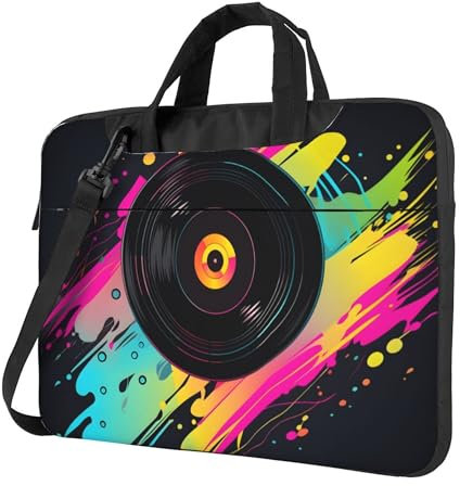 Mexpekil Bunte Musik-CD-Laptop-Tasche / Computer-Tasche, 33 cm (13 Zoll), Schultertasche, Kuriertasche, Aktentasche für Büro, Arbeit, Reisen, multi, 15.6 Inch
