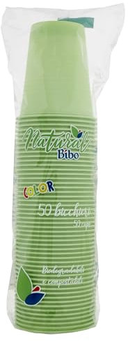 Maury's Articoli Bio Stoviglie pe Festa Colorate, Piatti Bicchieri e Forchette Ideali per Compleanni, Feste, Party, aperitivi e Eventi (VERDE BIC. 50pz)