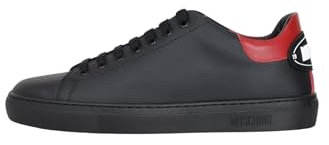 MOSCHINO Schwarze Herren-Sneaker mit Gummi-Logo auf der Rückseite in Kontrastfarbe 42, mehrfarbig, 42 EU