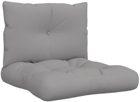 vidaXL Palettenkissen 2-TLG., Palettenpolster für Europaletten, Palettensofa Kissen Indoor Outdoor, Palettenauflage Sitzkissen Rückenkissen, Grau Stoff