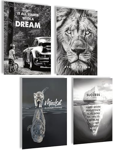 mojoliving Motivation Poster Motivationsbilder Bilder Büro Bilder Poster Aesthetic Fitness Growth Mindset Gym Deko Büro Dekoration Badezimmer Küche Bilder schwarz weiß