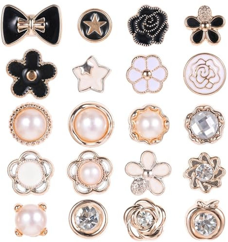 20 Stück Brosche Knöpfe Ohne Nähen Broschen für Kleidung Damen Jeans Knöpfe Pins Abnehmbare Blume Perlen Knöpfe Pins für Kleidung Shirts Jeans