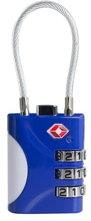 UP Security TSA-zugelassene Schlösser für Gepäck, kleines Kombinationsschloss mit Code, Reise-Vorhängeschloss mit Kabel, TSA 007 Schloss für Koffer, Schließfach, Fitnessstudio, Schrank, Waffenkoffer,