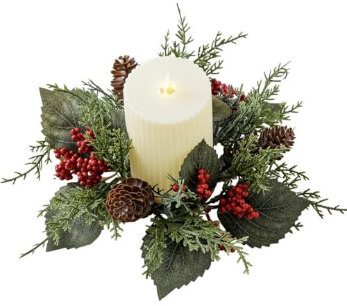 Wiederverwendbarer und exquisiter Kerzenring, Kerzenring-Kränze, Kerzenhalter, Weihnachtskranz, Kerzengirlande, Herzstück, Adventskranz, Ornament für Kamin, Etag