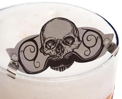 Gupcaqosjw Mustache Guard Cup, Skull Design, Stainless Steel Mustache Protector, Innovative Skull Decorative Protector for Coffee Mugs Beer Teacups Or Regular Cup