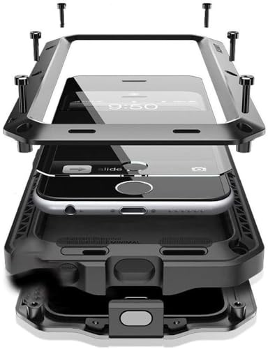 Marrkey for iPhone 16 Metal Case 6.1,Heavy Duty Shockproof Aluminum Alloy Tough Armour Military Grade Phone Case,360 Full Body Protective Cover with Silicone Built-in Screen Protector - Black