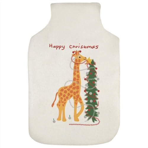 'Giraffe Decorating The Christmas Tree' Hot Water Bottle Cover (HW00038378)