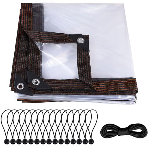 DBREAKS Plane Transparent mit Ösen 2x3m, Durchsichtig Abdeckplane Wasserdicht Terrassenplane Gartenplane Wetterfeste Planen, Außenbereich Regenschutz, Für Gartenmöbel Pflanzen Pet Hutch Dach