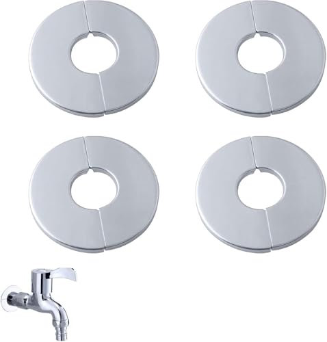 AZWOOD Rosace de Robinetterie Cache, Lot de 4 Ø33mm Recouvrement divisées acier inoxydable Cache Tuyau Radiateur Mitigeur Douche Couvercle Trou Robinet Cache pour Robinets Tuyaux, Manchons de tuyaux