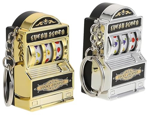NOPKESV 2 Stück Schlüsselanhänger aus Edelstahl mit Schlitz für Obstmaschine, Geburtstagsgeschenk für Männer und Frauen, Slots (Mini) (Silber)