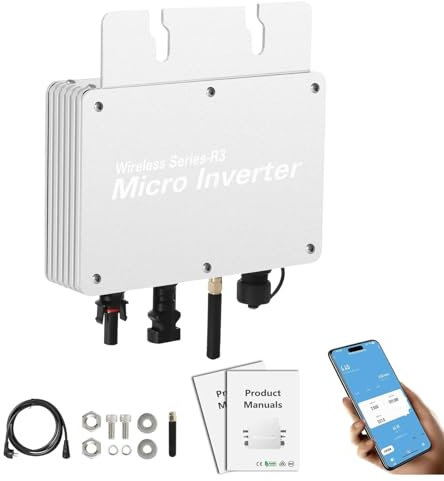 Jadeshay Micro-onduleur, 300W Onduleur Solaire Convertisseurs Connectés au Réseau Micro Onduleur Solaire MPPT WiFi avec Système de Surveillance de Téléphone Portable