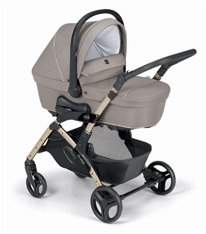 CAM Fluido Easy Kinderwagen 2in1 – stilvoller Sportwagen mit Babywanne & umkehrbarem Sitz, klappbarer Buggy, komfortabler Stroller für Baby & Neugeborene, leichter Reisebuggy bis 22 kg (Beige)