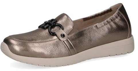 Caprice Damen Slipper aus Leder Bequem, Beige (Taupe Metallic), 37 EU
