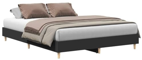 vidaXL Bettgestell ohne Matratze Schwarz 150x200 cm Holzwerkstoff, Bettrahmen, Bett, Palettenbett, Schlafzimmermöbel, Doppelbett, Plattenbett