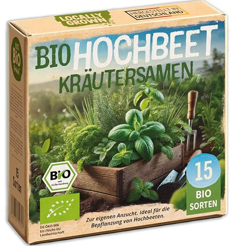 Little Plants Bio Hochbeet Kräutersamen Set, 15 Bio-Sorten, Samenfeste Samen für Hochbeete, mit Aussaatkalender und E-Book