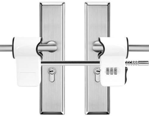 French Door Security Lock, 3-Digit Zinc Alloy Double Door Handle Combination Lock for Patio/Conservatory Doors with Horizontal Handles (Internal/External Use)