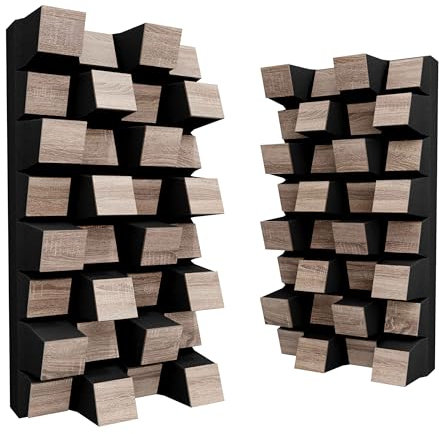 Lot de 2 diffuseurs acoustiques | Diffusion et absorption du son 2D | 25 x 50 cm | Panneau d'art mural | Contrôle du bruit et réduction de l'écho | [SIRIUS-HALF | Sonoma]