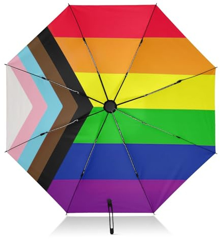 Regenschirm, automatisches Öffnen und Schließen, winddicht, kompakte Größe für Rucksäcke/Handtaschen – für Reisen, Lgbtq Rights Pride Flagge