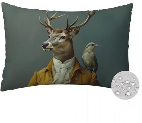 LLWYH Outdoor Kissen 30x50 cm 2er Set Kissenbezug Tier Wasserfest Outdoor Kissenbezüge Herr Hirsch Vogel Dekokissen Zierkissen mit Verstecktem Reißverschluss Sofakissen für Garten Patio Deko -FS355