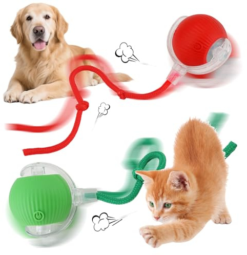 2 Piezas Jouet Interactif pour Chat Perro (Rojo+Verde) Rechargeable USB