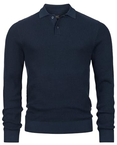 JEFF Herren JFTristan Feinstrick-Pullover aus Baumwollmix mit Polokragen | Zeitloser Strickpullover mit Polokragen, Basic Pullover, Sweater, Freizeitpullover, Strickoberteil, Herrenpullover für Männer