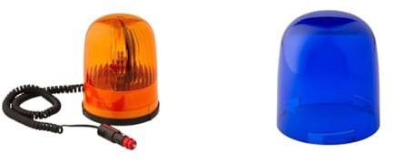 Hella 2RL 007 552-011 Halogen-Rundumkennleuchte - KL Junior - 24V - gelb (amber) + 9EL 860 628-021 Lichtscheibe, Rundumkennleuchte - blau