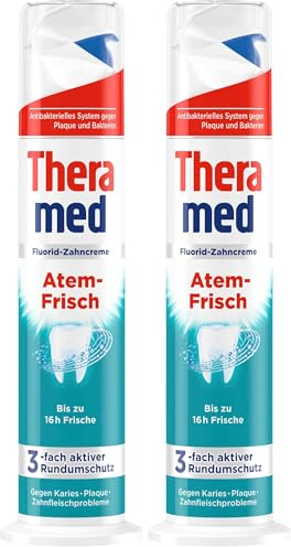 Theramed Zahncreme Spender Atem-Frisch (1 x 100 ml) (Packung mit 2)