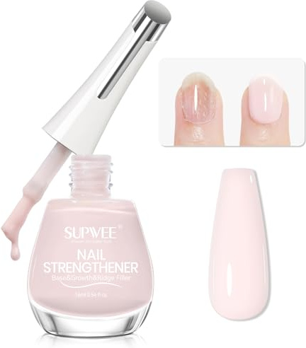SUPWEE Nail Varinish, 16ml Quick Dry Nail Polish Nails Strengthener | Milky Nude Pink, Weak Damaged Nails Hardener Extra Strong and Growth Air Dry Polish Repair for Women