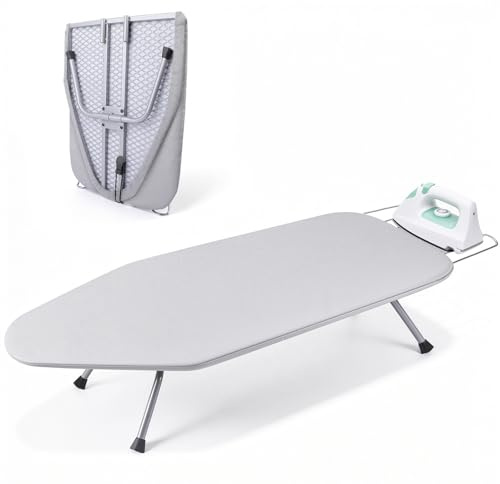 Dayacoco Table Top Ironing Board 81.5x30.5cm Portable Folding | Ironing boards - foldable 81.5x30.5cm w/ iron rest, anti-skid feet, metal mesh, cotton pad, heat shield.
