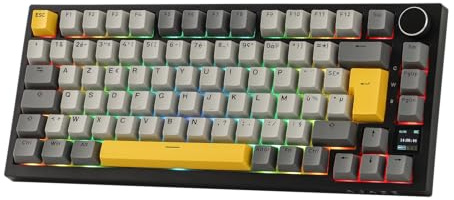 EPOMAKER Ajazz AK820 Pro ISO-FR Clavier Mécanique sans Fil AZERTY | Écran&Bouton Rotatif, 2.4G/BT/USB,Rétroéclairage RVB,Gasket Crémeux, Clavier Gaming 75% Disposition Française pour Win/Mac/PC
