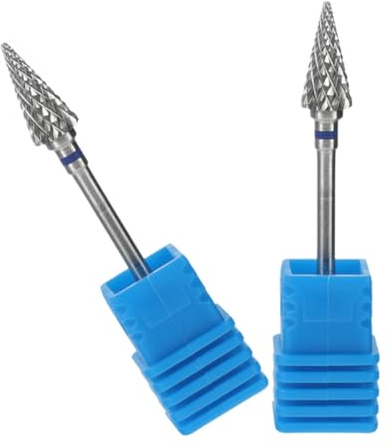 Healvian Brocas para Uñas de Acero Tungsteno 2 Unidades, Cabezal Tipo Paraguas Azul M, Herramientas de Manicura en Gel para Eliminar Cutículas y Pulir Uñas, Uso Profesional y Doméstico