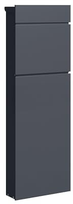 Relaxdays Standbriefkasten, modernes Design, HxBxT: 111 x 39,5 x 14 cm, wetterfest, 2 Schlüssel, Postkasten, anthrazit