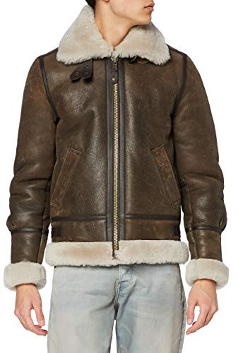 Schott NYC Herren Lederjacke LC1259, Braun (Brown), XL / 56/58