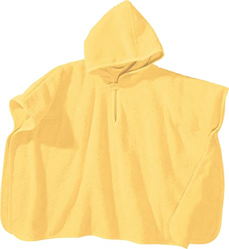 Erwin Müller Kinder-Poncho mit Kapuze Frottier hellgelb Größe 50x70 cm - saugstark, hautfreundlich, langlebig, mit Knopfverschluss am Ausschnitt, 100% Baumwolle