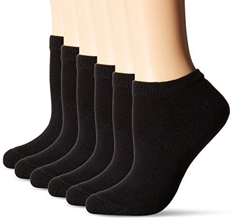 Hanes Womens Comfortblend No-Show Socks, 6-Pack, Black, Shoe Size: 5-9