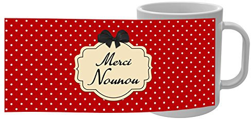 YONACREA - Mug Tasse - Merci Nounou style rétro Vintage Rouge