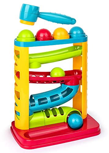 Playkidiz Jouets durables Pound A Ball pour Tout-Petits - Jouets Montessori Marteau de développement précoce, Cadeaux Amusants pour Les Enfants - Jouet éducatif STEM - 1 2 3 Ans