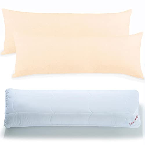 Seitenschläferkissen 40x145 Set mit 2X Kissenbezug, CelinaTex First Class BeBasic Natur 6000438