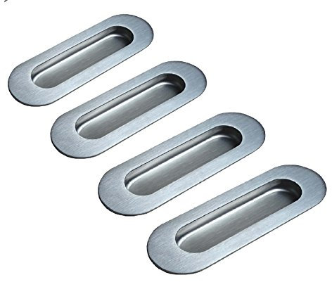 Euro Tische 4x 12cm Muldengriffe Edelstahl Möbelgriffe passend für Schubladen & Türen - vielseitig einsetzbare Griffmulden