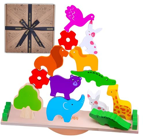 Jaques of London Animal Toys Shape Sorter Seesaw | Premium Wooden toys for 3 4 5 year old boys and girls | Montessori Toddler Toys Since 1795