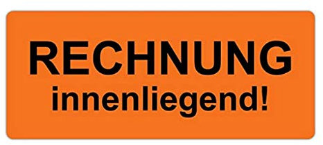 Hinweis-Etiketten als Aufkleber - RECHNUNG innenliegend ! W-033-1000 - 65x27 mm - Rot leuchtend - 1000 Stück/Rolle