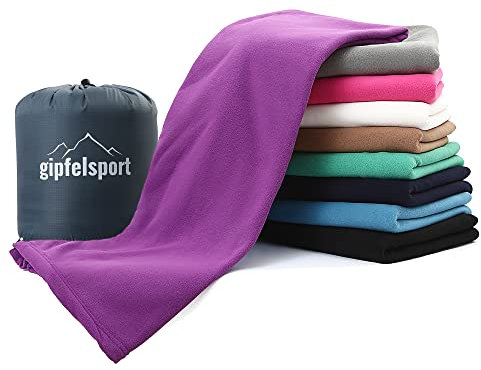 Mikrofaser Fleece Decke mit Schlafsackfunktion I Größe 185 x 150cm, 690 g I Microfaser Camping Deckenschlafsack I lila