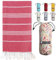 BAY LAUREL Türkisches Strandtuch mit Reisetasche, 39 x 71 cm, schnell trocknend, sandfrei, leicht, groß, übergroß, Strandtuch, türkische Handtücher, leichtes Strandtuch, Reisehandtücher (rot)