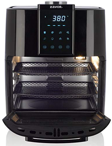 Zavor Crunch All-in-One Air Fryer, Oven and Dehydrator with Rotisserie and Rack, Large Capacity of 12.7 Qt for Optimal Air Circulation, Accessories and Recipe E-Book, Black