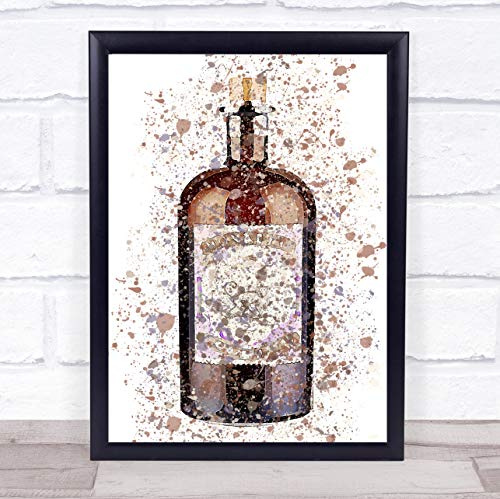 Fingerprint Designs Watercolour Splatter Monkey Gin Bottle Wall Art Print